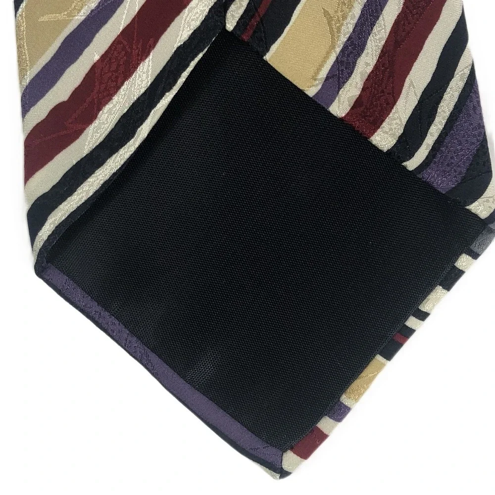 Vintage Clubfellow Silk Abstract Stripe Necktie Mens Multicolor Jacquard Tie USA